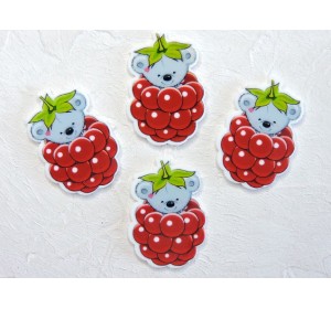 Кабошон-вырубка "Ягодка и куала" 3,2*3,5 см - 1 шт