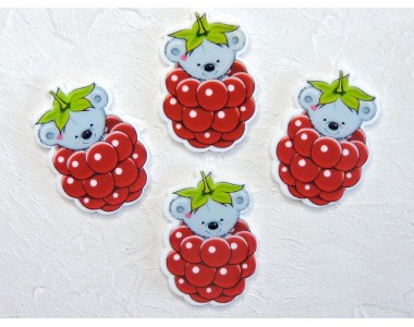 Кабошон-вырубка "Ягодка и куала" 3,2*3,5 см - 1 шт