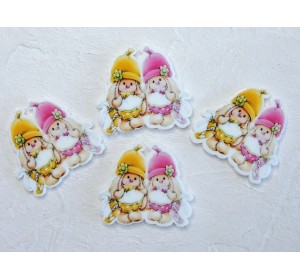 Кабошон-вырубка "Зайчики" 3,3*3,2 см - 1 шт