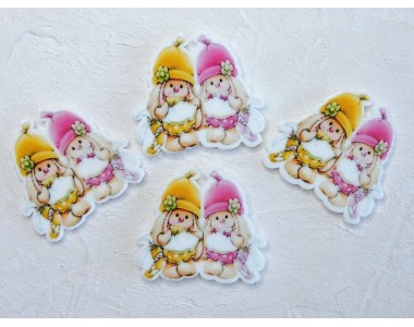 Кабошон-вырубка "Зайчики" 3,3*3,2 см - 1 шт