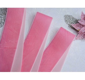 Лента бархатная 40 мм, цв. розовый - 1 м.