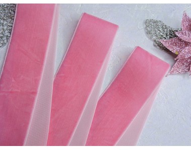 Лента бархатная 40 мм, цв. розовый - 1 м.