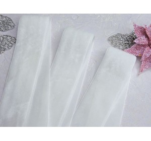 Лента бархатная 38 мм, цв. белый - 1 м.