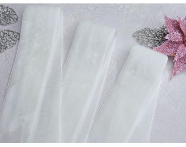 Лента бархатная 38 мм, цв. белый - 1 м.