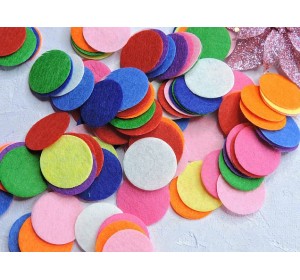 Фетровые кружочки 25 мм, цв. ассорти - уп. 20 шт.
