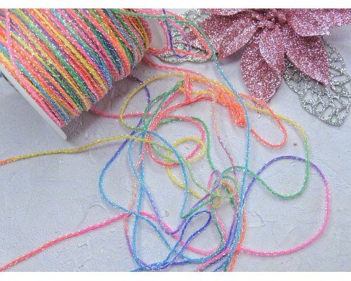 Шнур с люрексом 1 мм, цв. мультиколор - 1 м.