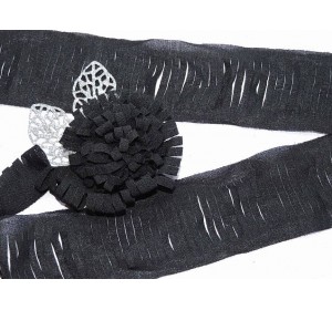 Лента шифоновая 5 см*1,4 м, цв. черный - (отрез 1,4 м)