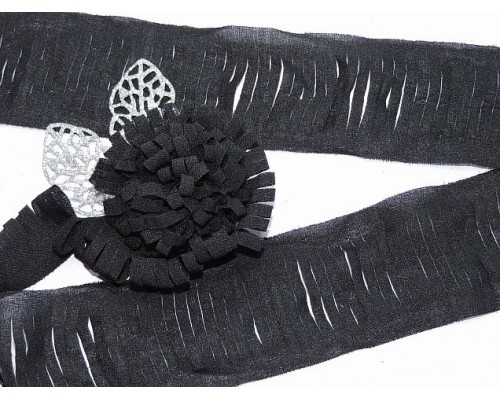 Лента шифоновая 5 см*1,4 м, цв. черный - (отрез 1,4 м)