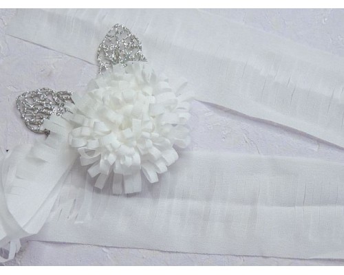 Лента шифоновая 5 см*1,4 м, цв. белый - (отрез 1,4 м)