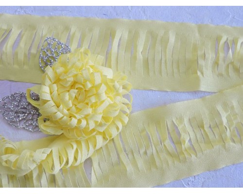 Лента шифоновая 5 см*1,4 м, цв. желтый - (отрез 1,4 м)