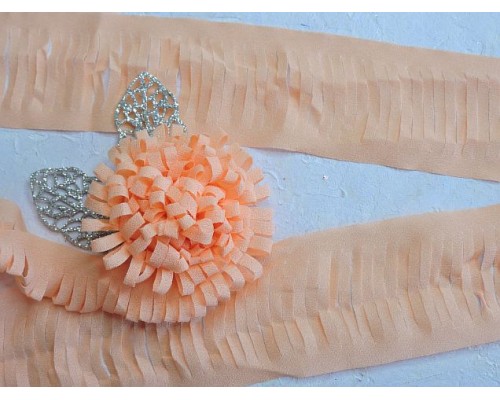 Лента шифоновая 5 см*1,4 м, цв. персиковый - (отрез 1,4 м)