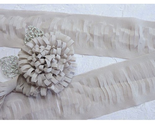 Лента шифоновая 5 см*1,4 м, цв. серый - (отрез 1,4 м)