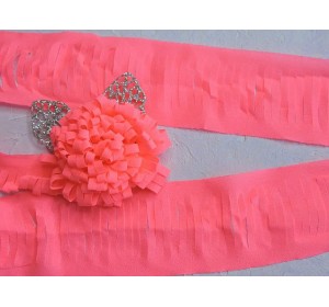 Лента шифоновая 5 см*1,4 м, цв. ярко-розовый -  (отрез 1,4 м)