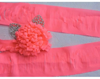 Лента шифоновая 5 см*1,4 м, цв. ярко-розовый -  (отрез 1,4 м)