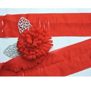 Лента шифоновая 5 см*1,4 м, цв. красный -  (отрез 1,4 м)