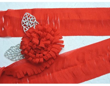 Лента шифоновая 5 см*1,4 м, цв. красный -  (отрез 1,4 м)