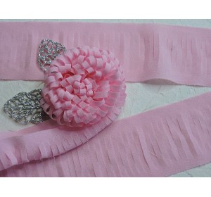 Лента шифоновая 5 см*1,4 м, цв. светло-розовый -  (отрез 1,4 м)