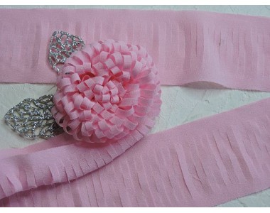 Лента шифоновая 5 см*1,4 м, цв. светло-розовый -  (отрез 1,4 м)