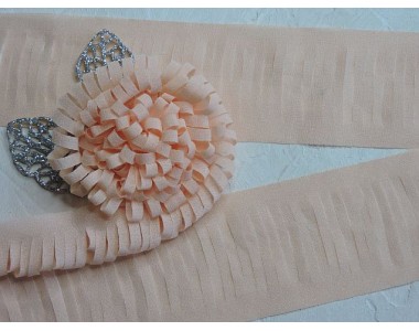 Лента шифоновая 5 см*1,4 м, цв. светло-персиковый -  (отрез 1,4 м)