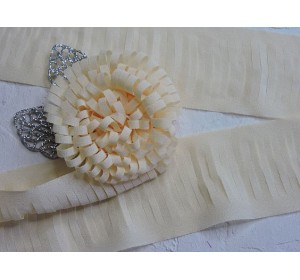 Лента шифоновая 5 см*1,4 м, цв. бежевый -  (отрез 1,4 м)