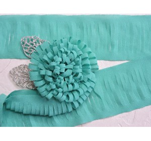 Лента шифоновая 5 см*1,4 м, цв. темно-аквамариновый -  (отрез 1,4 м)