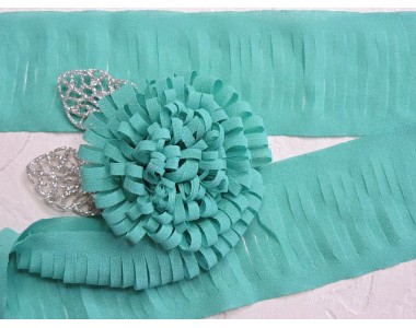 Лента шифоновая 5 см*1,4 м, цв. темно-аквамариновый -  (отрез 1,4 м)