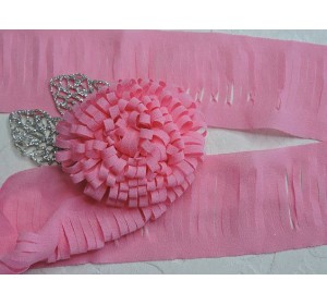 Лента шифоновая 5 см*1,4 м, цв. розовый -  (отрез 1,4 м)