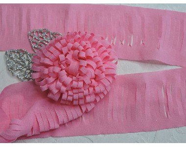 Лента шифоновая 5 см*1,4 м, цв. розовый -  (отрез 1,4 м)