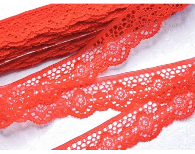 Кружево 3,8 см, цв. красный - 1 м.