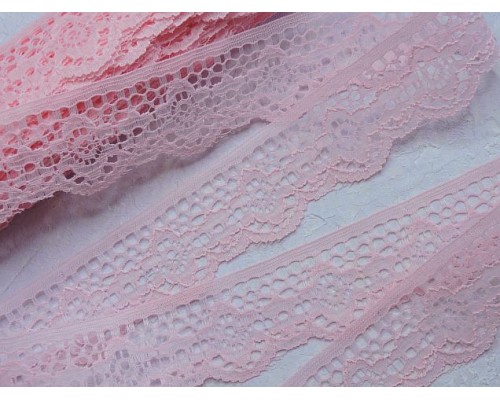 Кружево 3,8 см, цв. светло-розовый - 1 м.