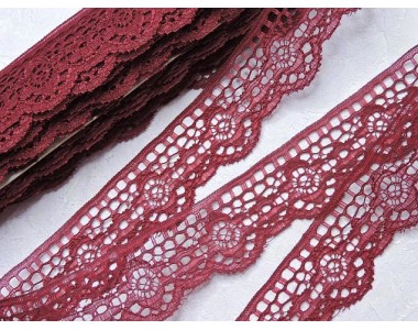 Кружево 3,8 см, цв. бордовый - 1 м.