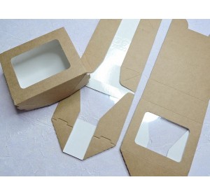 Коробка крафтовая с окошком 10*8*3.5 см  - 1 шт.