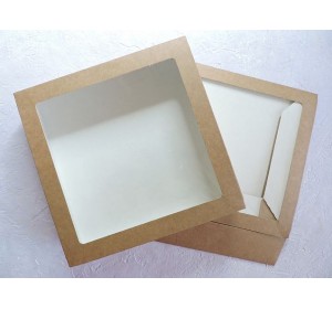 Коробка крафтовая с окошком 20*20*4 см - 1 шт.