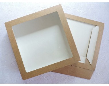 Коробка крафтовая с окошком 20*20*4 см - 1 шт.