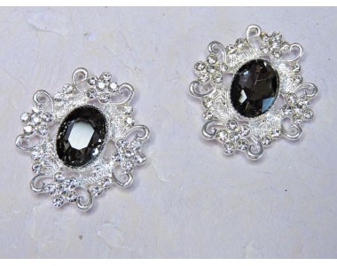 Серединка ювелирная, цв. серебро/графитовый - 1 шт