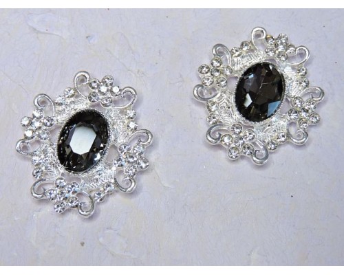 Серединка ювелирная, цв. серебро/графитовый - 1 шт