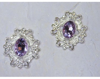 Серединка ювелирная, цв. серебро/фиолетовый - 1 шт