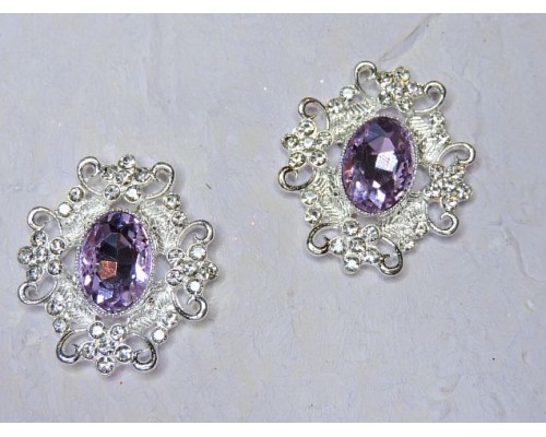 Серединка ювелирная, цв. серебро/фиолетовый - 1 шт