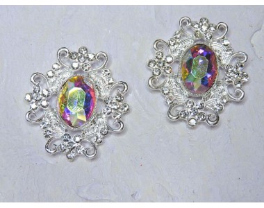 Серединка ювелирная, цв. серебро/серебро радужное - 1 шт