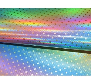 Кожзам голографик с переходом цвета "Звездочки"
