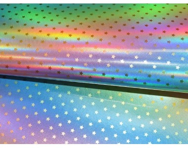 Кожзам голографик с переходом цвета "Звездочки"