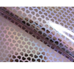 Кожзам голографик "Сердечко", цв. светло-розовый