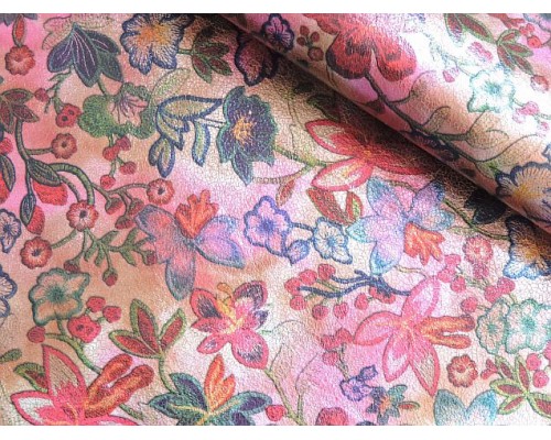 Кожзам "Цветочки", цв. мультиколор