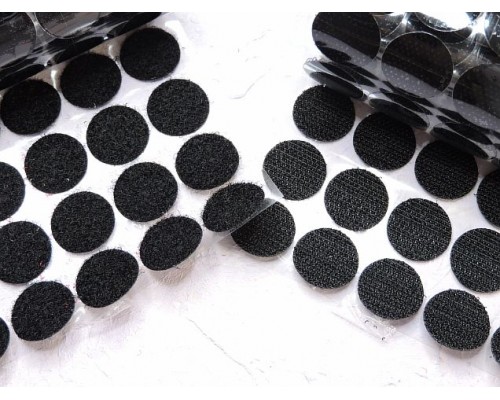 Липучка круглая 2,0 см, цв. черный - 1 шт.