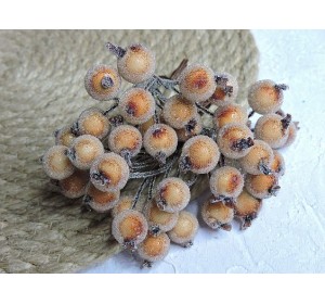 Ягодки на веточке сахарные 10 мм, цв. светло-коричневый ( 12 ягод)