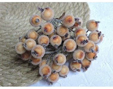 Ягодки на веточке сахарные 10 мм, цв. светло-коричневый ( 12 ягод)