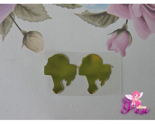 Термотрансферная наклейка "Ученица 2", цв. зеркальное золото, 21*17мм (пара)