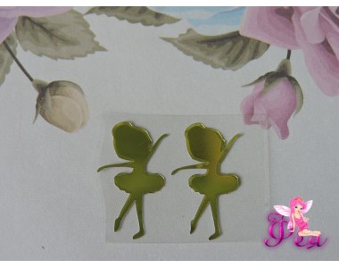 Термотрансферная наклейка "Балерина", цв. зеркальное золото, 25*17мм (пара)