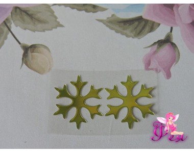 Термотрансферная наклейка "Снежинка", цв. зеркальное золото, 20 мм (пара)
