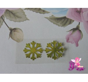 Термотрансферная наклейка "Снежинка 2", цв. зеркальное золото, 15 мм (пара)